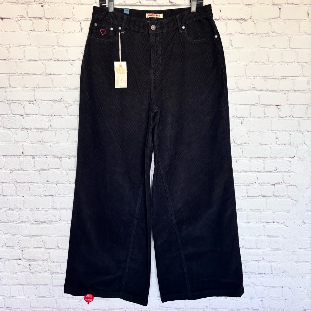 JOHNNY WAS Suki Wide Leg High Rise Black Corduroy Jeans--NWT--31 - Picture 12 of 16